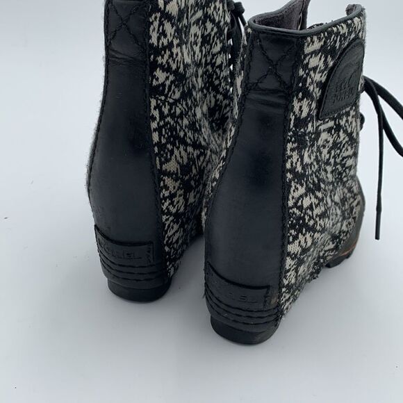 Sorel Joan of Arc Lexie wedge ankle boots black and white Womans size 6.5 - Picture 8 of 12